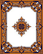 Orange Navy Intricate Floral Border Design Rug