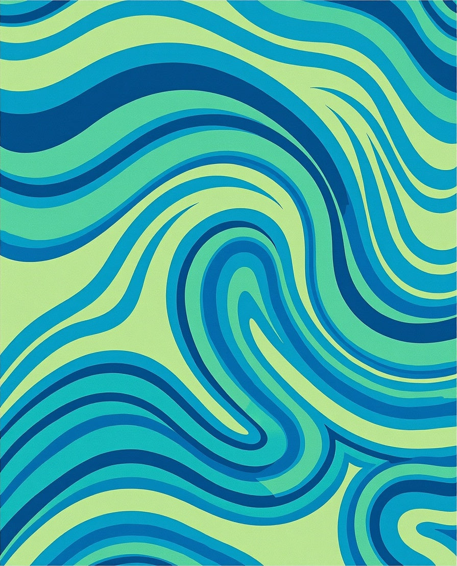 Blue and Green Swirling Waves Rug