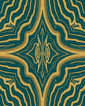 Teal and Gold Art Deco Pattern Rug