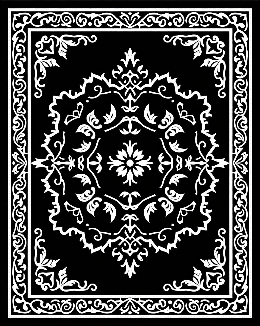 Classic Floral Inlaid Border Rug