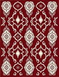 Elegant Cream Burgundy Filigree Pattern Rug