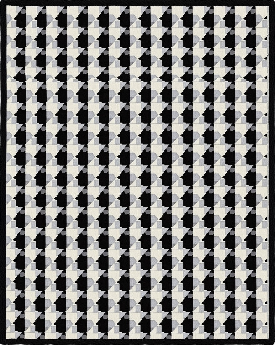 Black White Patterned Classic Rug