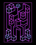 Geometric Cubes In Neon Lines Rug