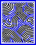 Bold Blue Black Abstract Waves Rug