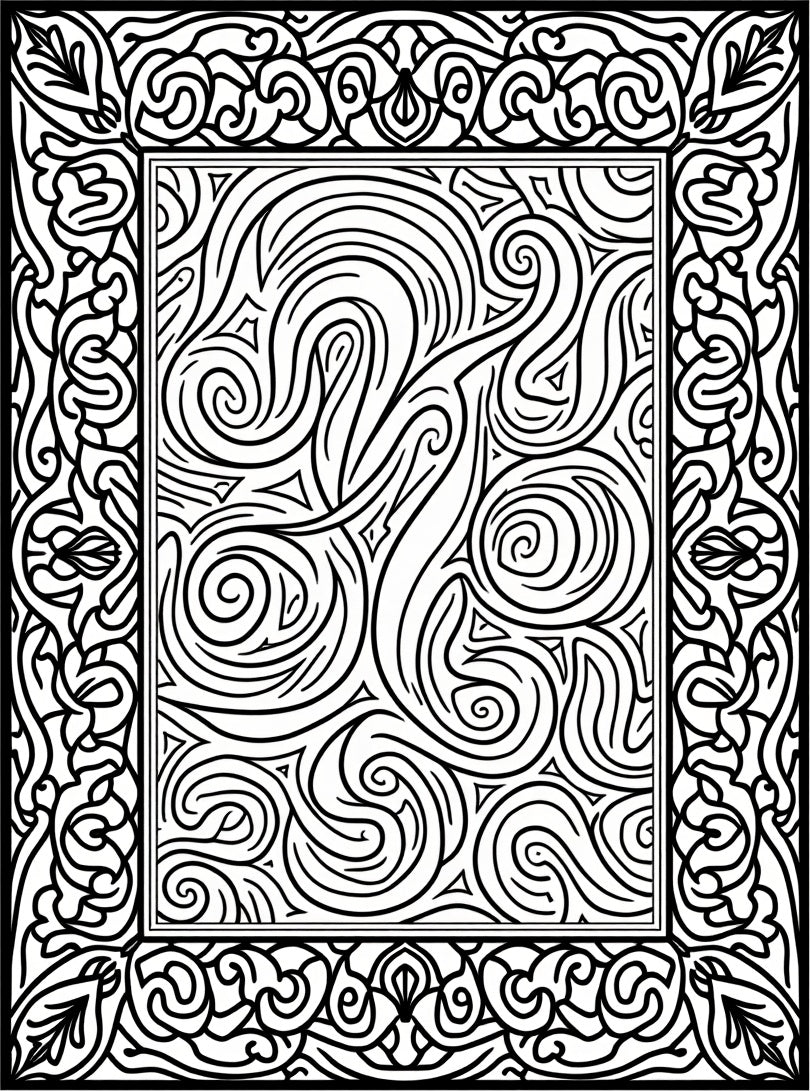 Bold Abstract Swirls Frame Design Rug