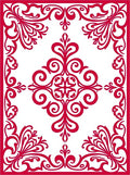 Vibrant Red Ornate Scrollwork Design Rug