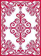 Vibrant Red Ornate Scrollwork Design Rug