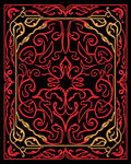 Crimson And Gold Swirl Pattern Rug