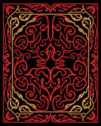 Crimson And Gold Swirl Pattern Rug