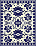 Classic Floral Blue Cream Motif Rug