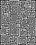 Abstract Black White Interlocking Maze Pattern Rug