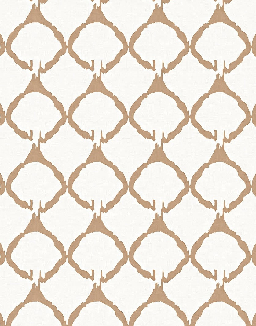 Tan White Lattice Pattern Rug