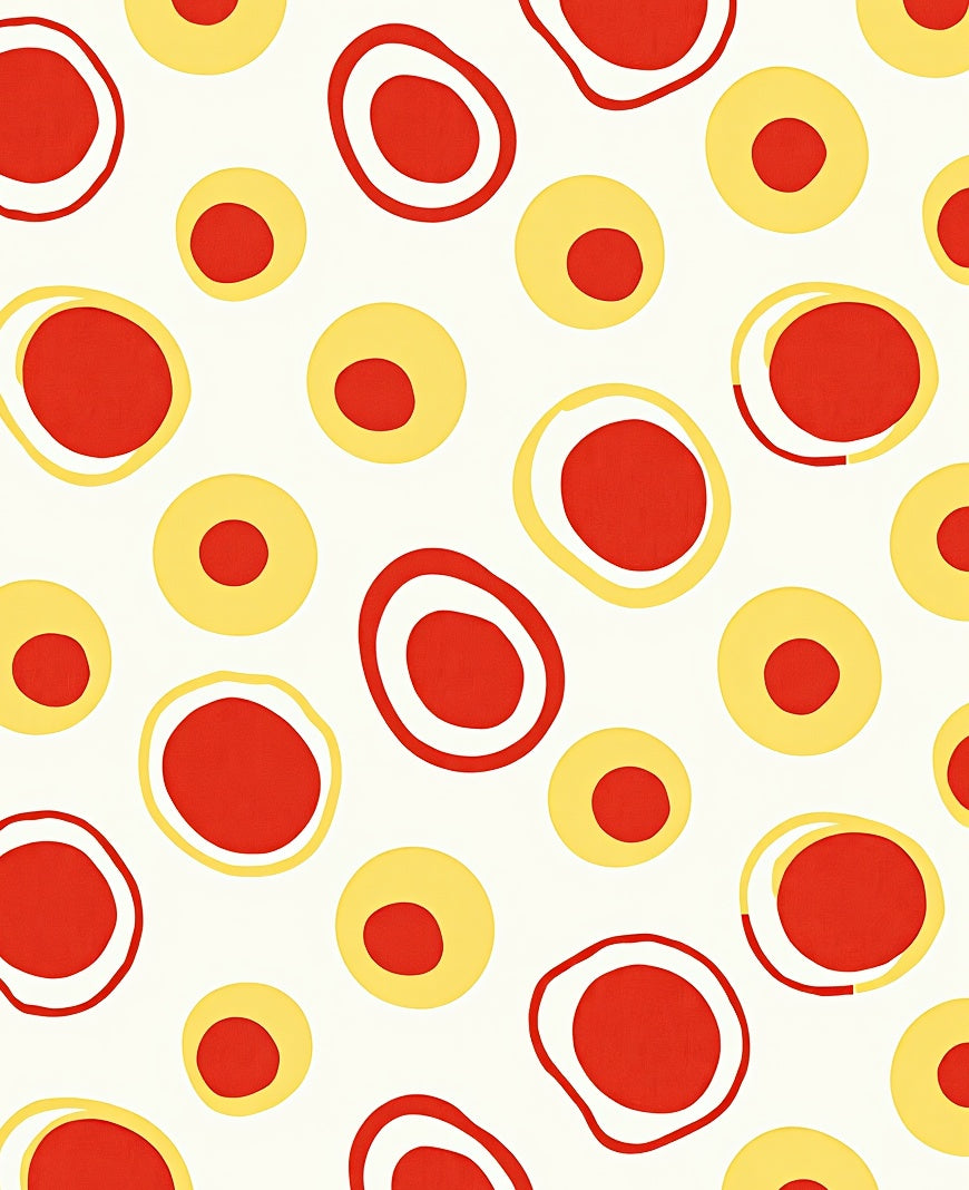 Bold Red Yellow Abstract Circles Pattern Rug