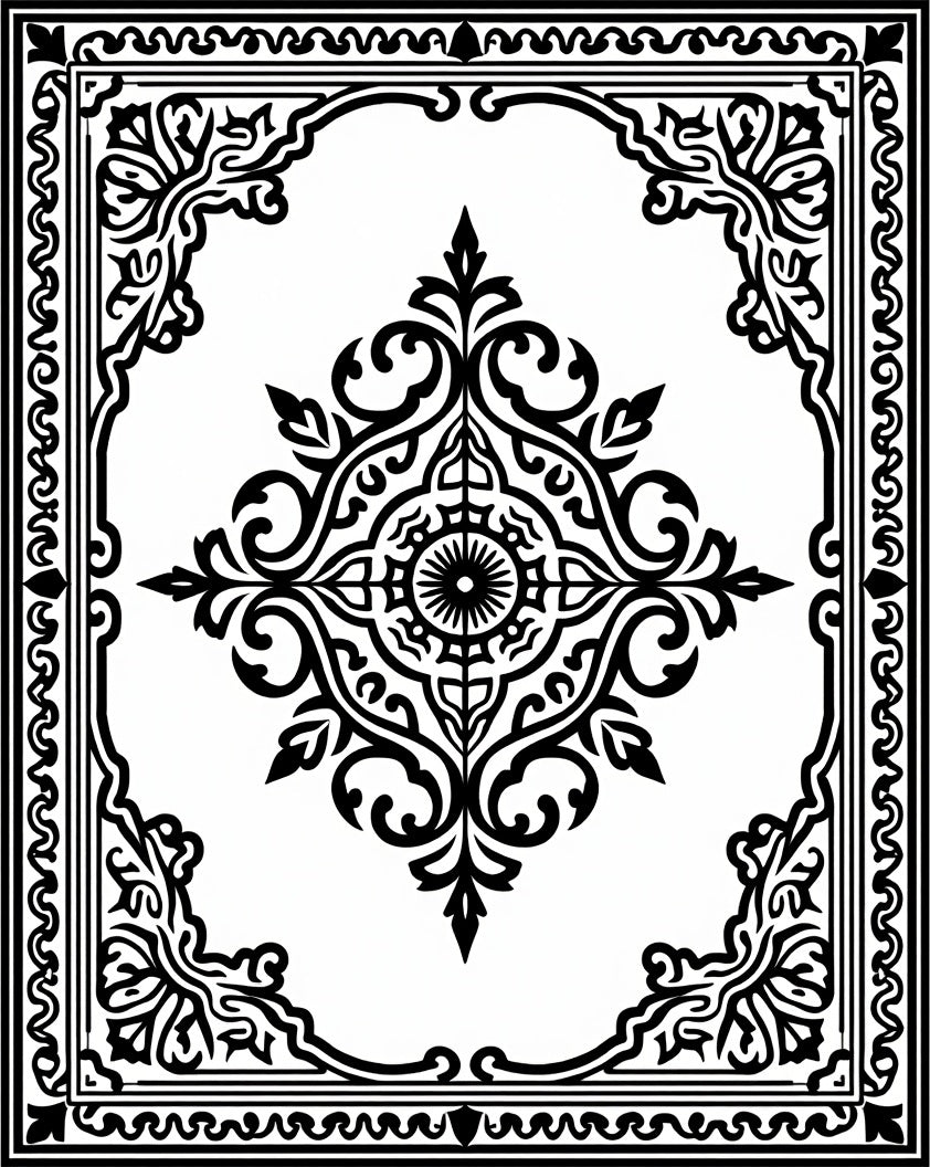 Intricate Paisley Border Design Rug
