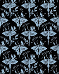 Light Blue Moth Botanical Pattern Rug