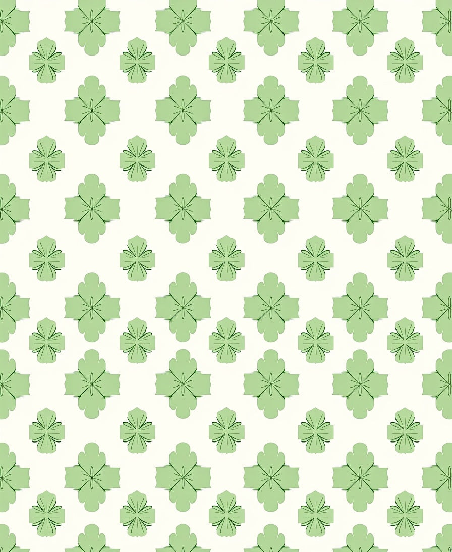 Simple Green Quatrefoil All-Over Pattern Rug