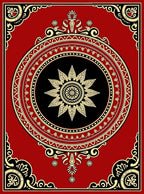 Ornate Red Floral Mandala Pattern Rug