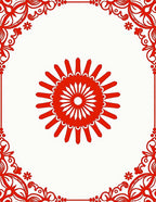 Ornate Red Floral Sunburst Design Rug