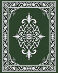 Green Floral Scrollwork Classic Design Rug