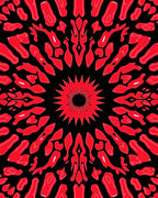 Bold Red Abstract Sunburst Mandala Rug