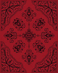 Ornate Black and Red Filigree Design Rug