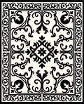 Black White Floral Damask Pattern Rug
