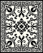 Black White Floral Damask Pattern Rug
