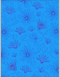 Blue Floral Outline Pattern Design Rug