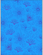 Blue Floral Outline Pattern Design Rug