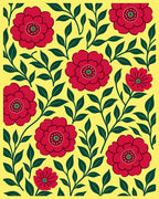 Bold Red Floral Patterned Design Rug