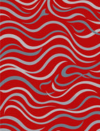 Red Blue Wave Pattern Rug