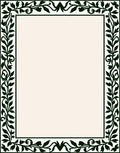 Elegant Green Leaf Scroll Border Rug