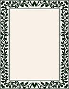 Elegant Green Leaf Scroll Border Rug
