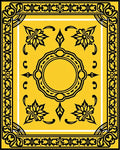Ornate Black On Yellow Floral Pattern Rug