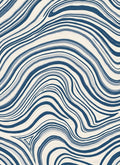 Abstract Blue Cream Swirl Pattern Rug