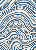 Abstract Blue Cream Swirl Pattern Rug