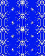 Bright Blue White Starburst Arrangement Rug