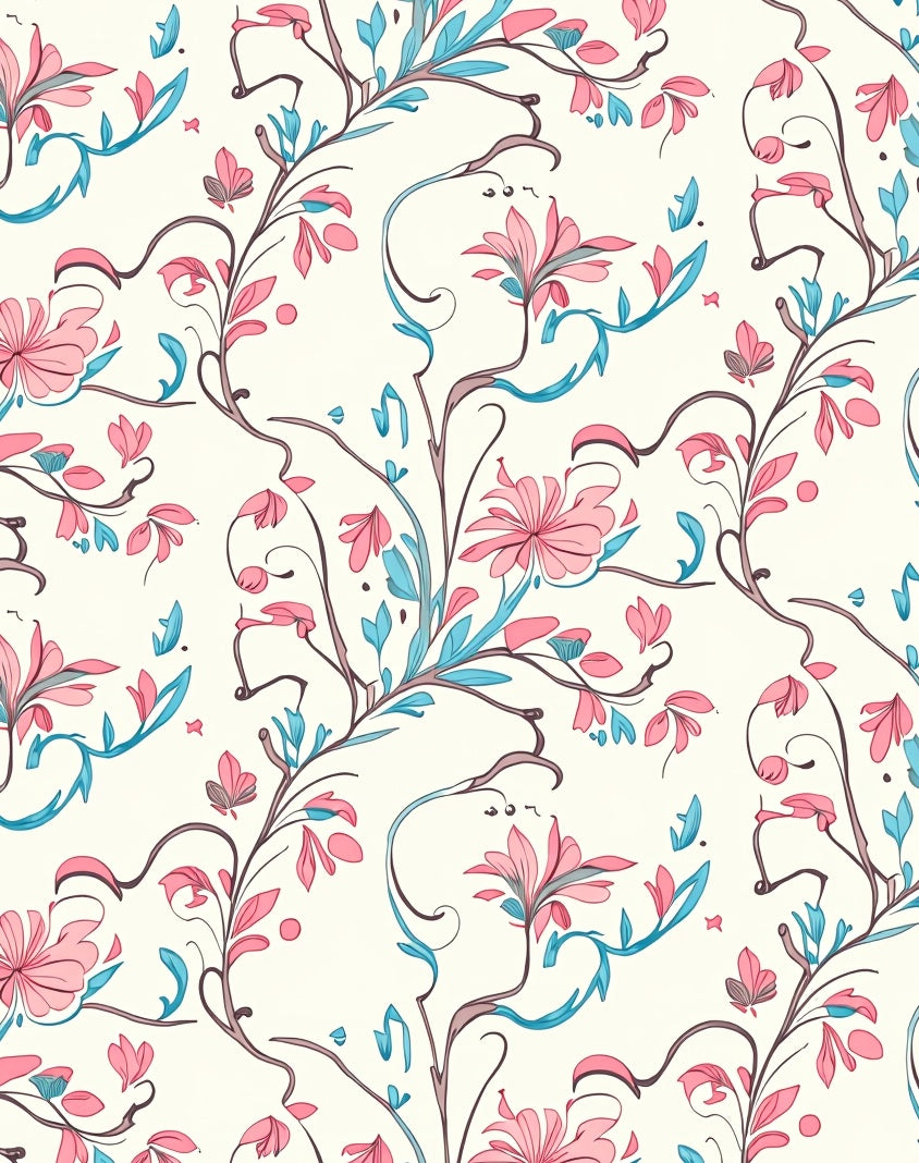 Vintage Floral Vine Pattern Design Rug