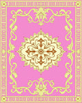 Ornate Pink Gold Floral Medallion Rug