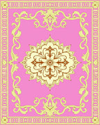 Ornate Pink Gold Floral Medallion Rug