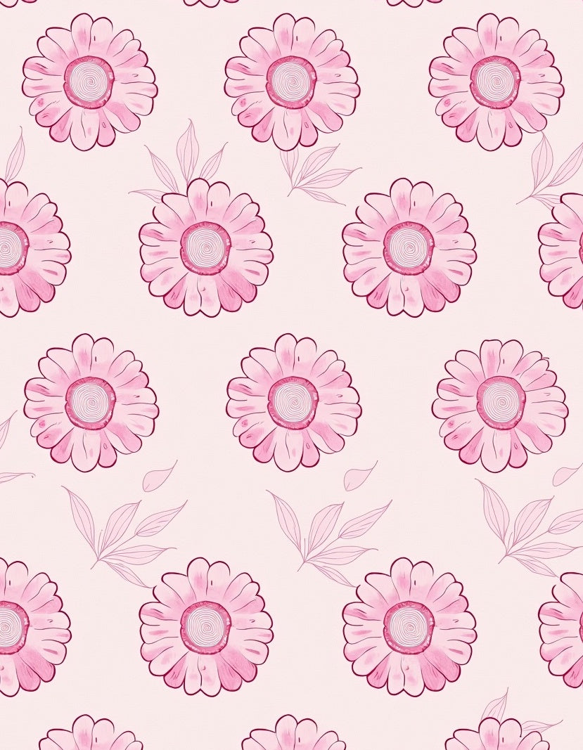 Pink Daisy Floral Pattern Rug