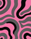 Retro Swirls Pink Grey Black Pattern Rug