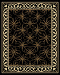 Elegant Black Gold Floral Border Rug