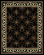 Elegant Black Gold Floral Border Rug