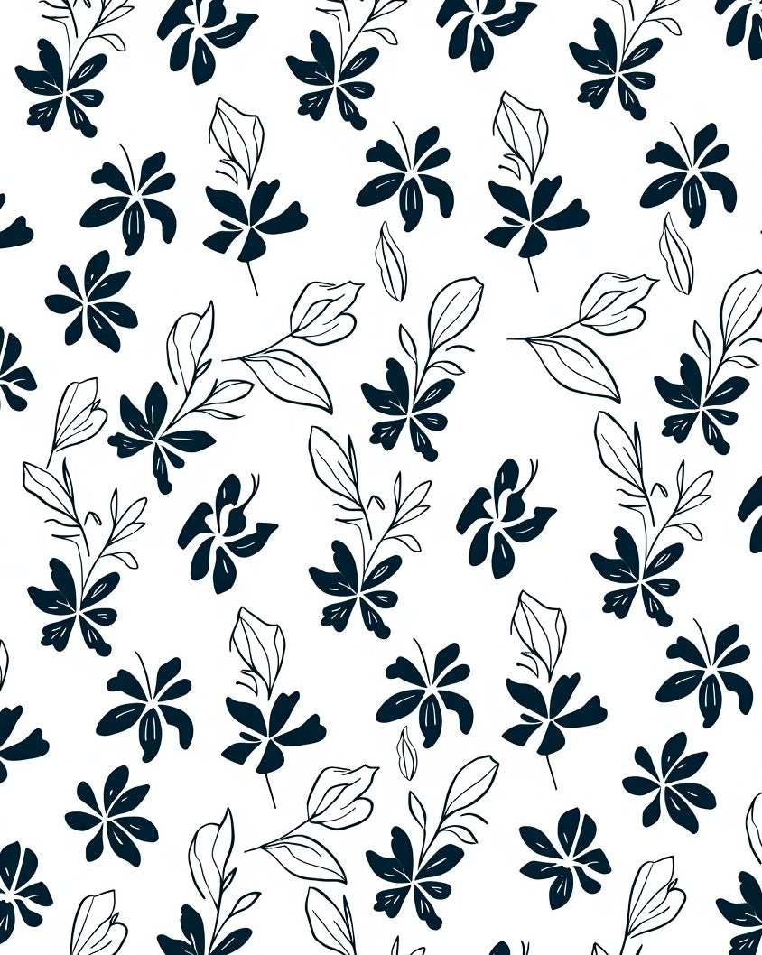 Dark Floral Outline Pattern Design Rug