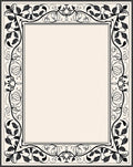 Black Vine And Leaf Intricate Border Rug
