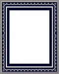 Navy and White Ornate Border Rug