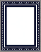 Navy and White Ornate Border Rug
