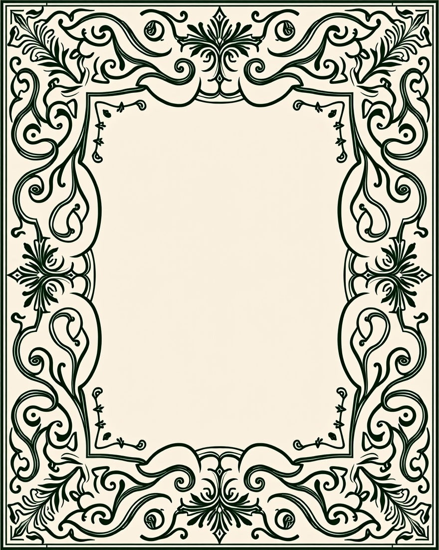 Elegant Floral Scroll Border Design Rug