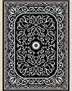 Black White Ornate Floral Scroll Pattern Rug